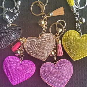BUNDLE(5) ONLY $30 -NWT Bling Heart-Shaped Bag Charm/Keychains
